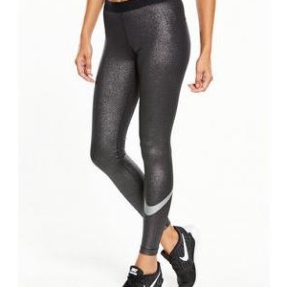 Nike Pro Silver/metallic Leggings - Picture 1 of 4